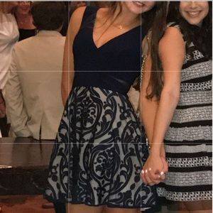 Navy XScape Patterned Dress, Size 6